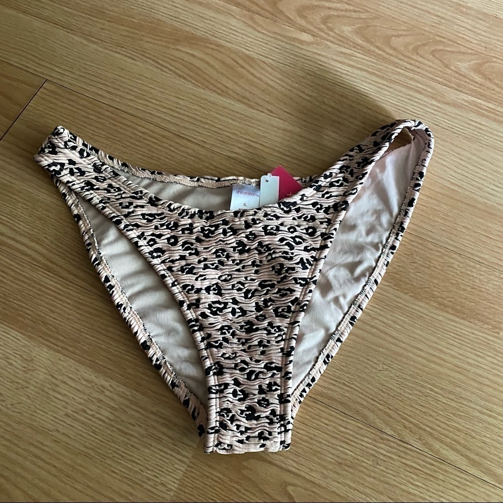 NWT Xhilaration Animal Print Pink High Leg Scoop Bikini Bottom XL